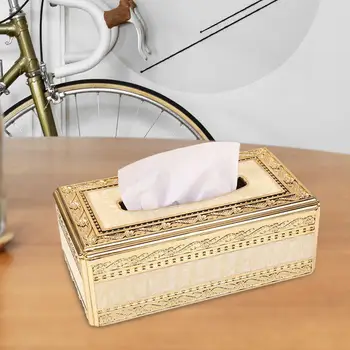 Кутия за салфетки в европейски стил, държач за хартия за декорация на дома плотове, Златисто-бежов 3
