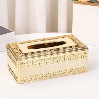 Кутия за салфетки в европейски стил, държач за хартия за декорация на дома плотове, Златисто-бежов 4