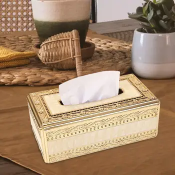 Кутия за салфетки в европейски стил, държач за хартия за декорация на дома плотове, Златисто-бежов 5