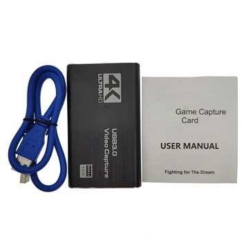 USB 4K 60Hz HDMI-съвместима карта заснемане на видео 1080P за запис на игри, конзола за директно излъчване, USB 3.0 хищник за камерата PS4