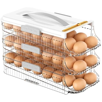 Държач за яйца В хладилника Контейнер за съхранение на яйца С дръжка Органайзер за яйца количка За хладилник Опаковка на яйца
